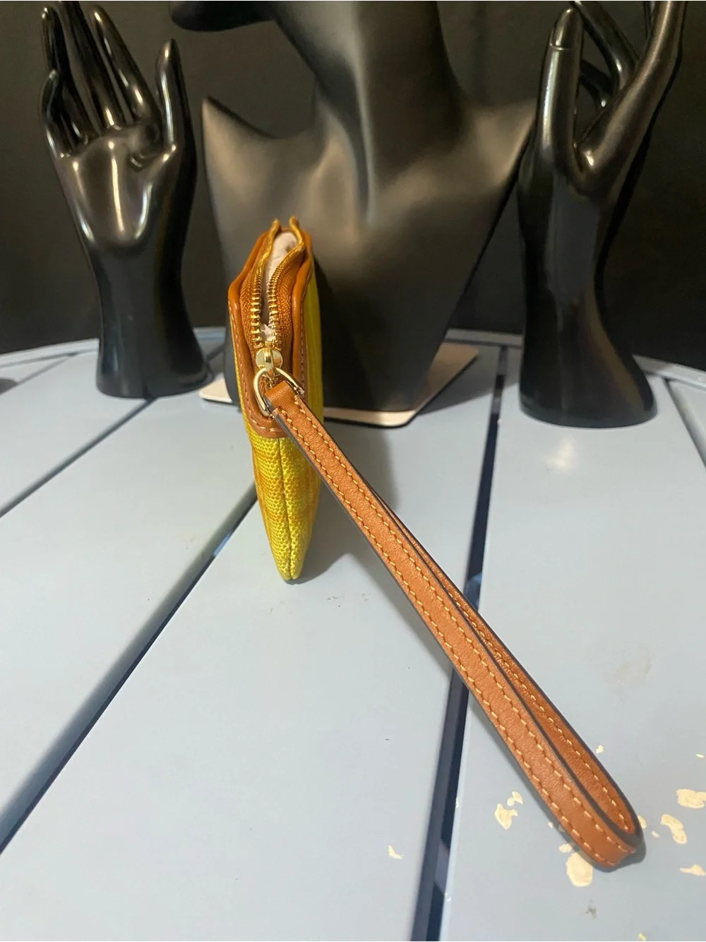 NWT Coach Yellow Plaid Wristlet Wallet